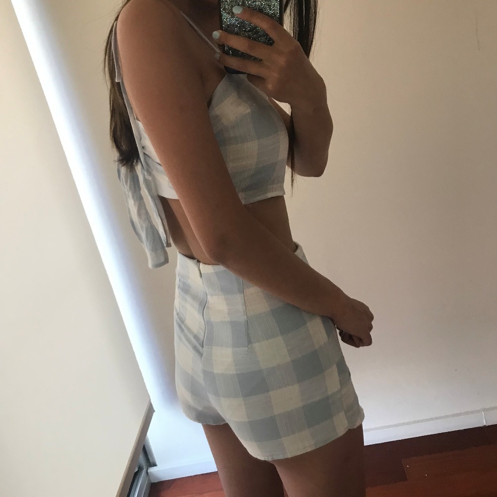 Lavender Gingham crop top/skort SET - Picture 2 of 7
